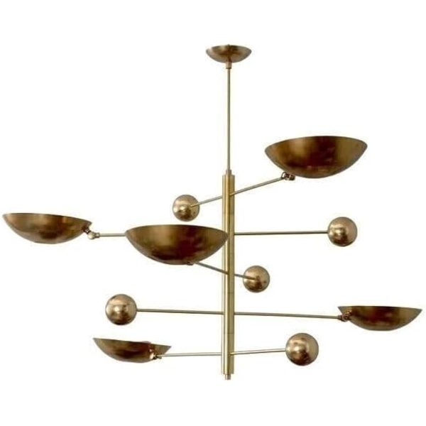 Generic 5 Light Pendant Mid Century Modern Raw Brass Sputnik Chandelier Light Fixture Ceiling Lamp Pendent