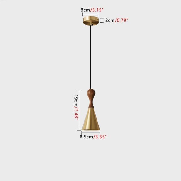 Luxury All-Copper Pendant Lamp?? Bedroom Bedside Small Chandelier, Creative And Simple Nordic Walnut Brass Pendant Light?? Restaurant Kitchen Island Ceiling Hanging Lamp (Color : B)