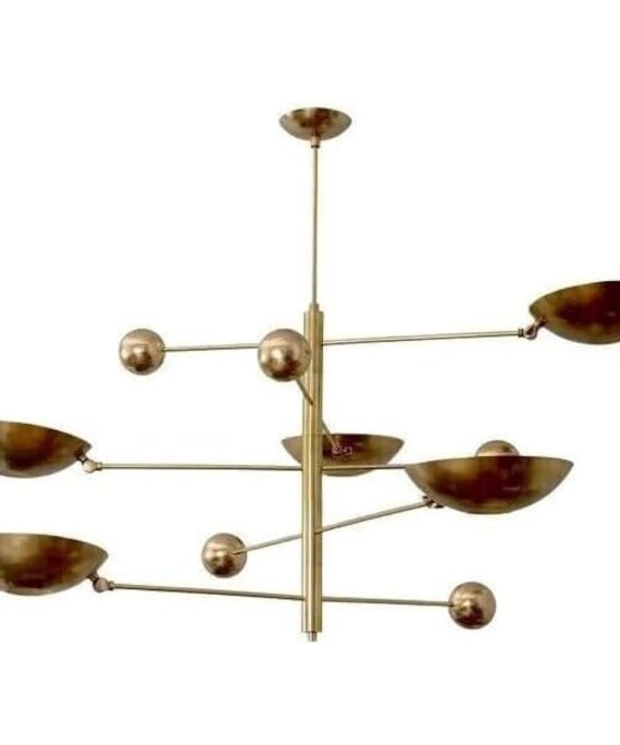 Generic 5 Light Pendant Mid Century Modern Raw Brass Sputnik Chandelier Light Fixture Ceiling Lamp Pendent