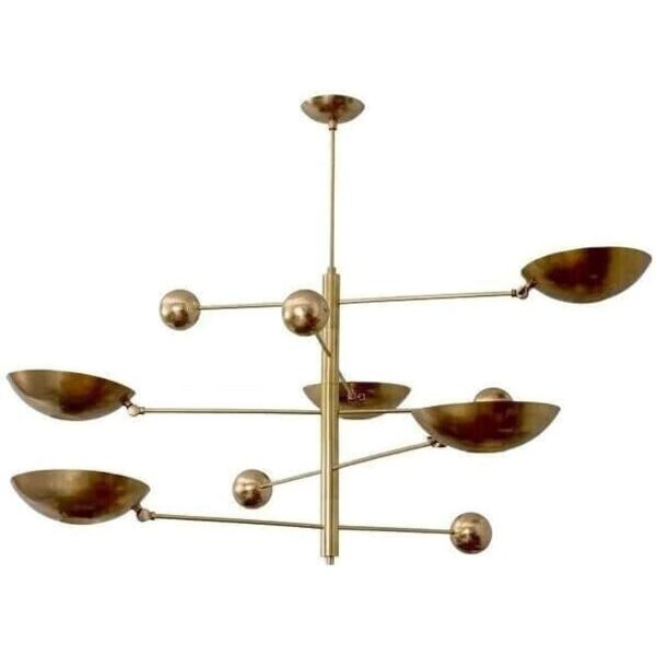 Generic 5 Light Pendant Mid Century Modern Raw Brass Sputnik Chandelier Light Fixture Ceiling Lamp Pendent