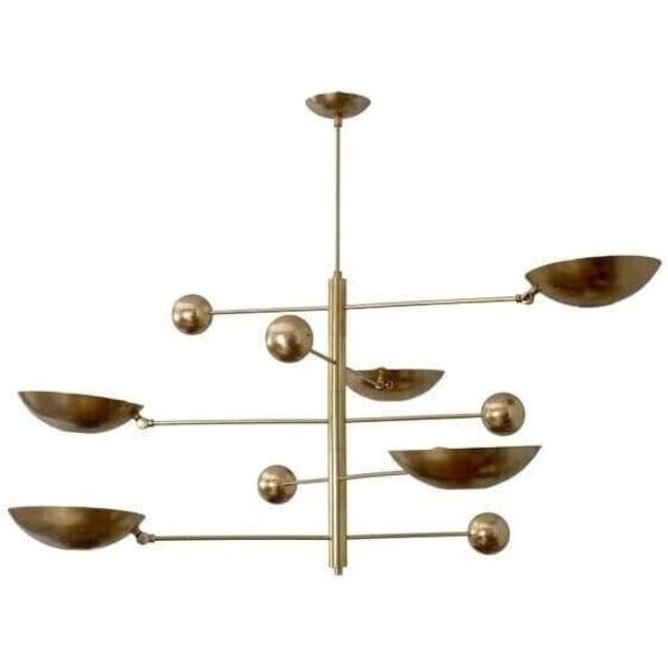 Generic 5 Light Pendant Mid Century Modern Raw Brass Sputnik Chandelier Light Fixture Ceiling Lamp Pendent