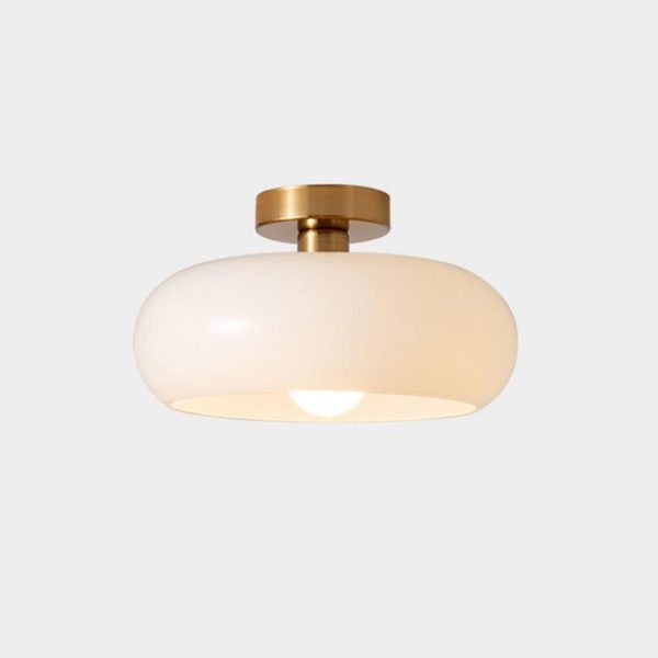 Nordic Vintage Ceiling Light Fixture Denmark Mid Century Modern Nostalgia Semi Flush Mount Ceiling Light with Orange White Glass Shade for Restaurant Cafe Loft Bedroom Hallway 10.6inch