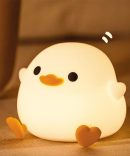 Cute Duck Night Light for Kids Animal Silicone Nursery Rechargeable Table Lamp Bedside with Touch Sensor Girls and Boys Bedrooms,LED Kawaii Room Desk Decors, (WS-DDY-01)