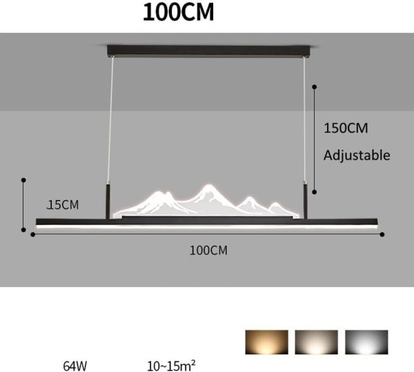 Modern White Linear Chandelier for Dining Room Dimming LED Ceiling Pendant Light Gold Long Strip Hanging Lamp Minimalism Black Long Pendant Lamp for Kitchen Island Office Living Room Bedroom (C To