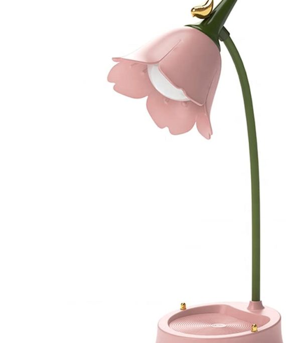 magical JD LED Desk Lamp Cordless Table Light Adjustable Gooseneck Dimmable Touch Rechargeable Battery Eye-Caring Night Light for Kids,Mini Cute Lamp for College Dorm Bedroom Reading (Pink)