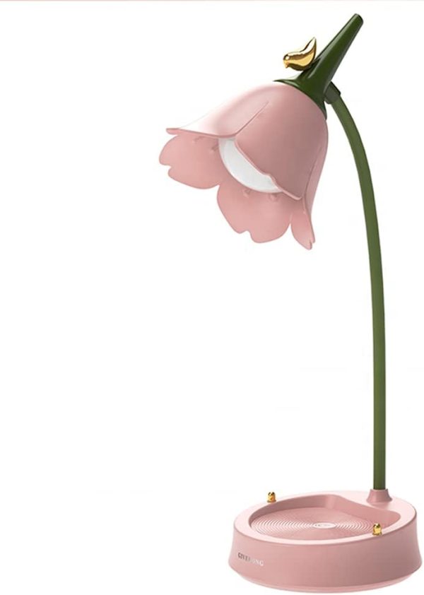 magical JD LED Desk Lamp Cordless Table Light Adjustable Gooseneck Dimmable Touch Rechargeable Battery Eye-Caring Night Light for Kids,Mini Cute Lamp for College Dorm Bedroom Reading (Pink)