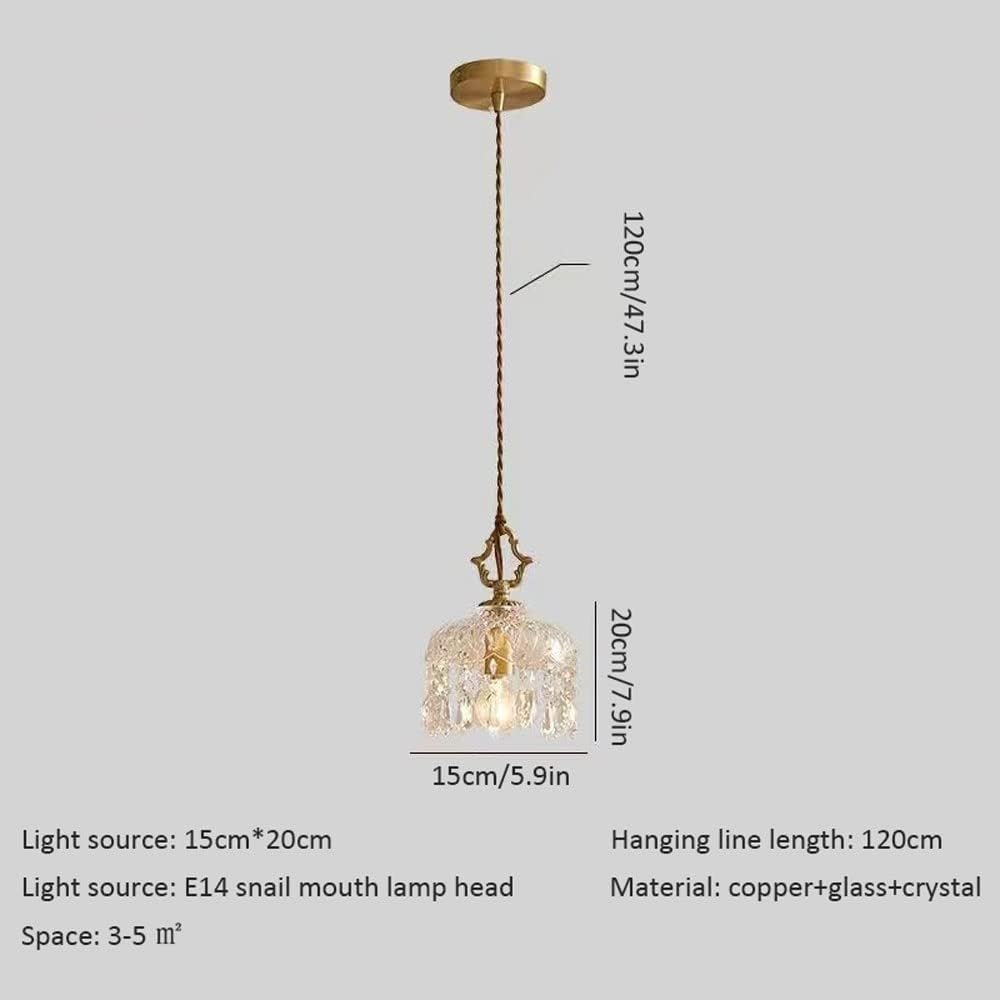 Chandelier Brass Kitchen Island Light Chandelier, Rustic Farmhouse Pendant Light Fixture with Crystal Glass Shade, Kitchen Island Hanging Lamp for Dining Room Over Sink Hallway (Size : 15cm) peace