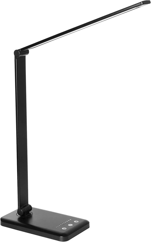 White crown LED Desk Lamp Dimmable Table Lamp Reading Lamp with USB Charging Port, 5 Lighting Modes, Sensitive Control, 30/60 Minutes Auto-Off Timer, Eye-Caring Office Lamp