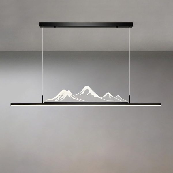 Modern White Linear Chandelier for Dining Room Dimming LED Ceiling Pendant Light Gold Long Strip Hanging Lamp Minimalism Black Long Pendant Lamp for Kitchen Island Office Living Room Bedroom (C To