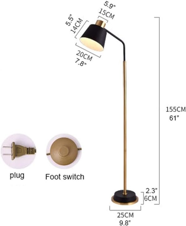 Floor Light Standing Lamp Metal Floor Lamp, Standing Lamp With Heavy Duty Metal Base, Adjustable Head Reading Floor Light, For Living Room, Bedroom Floor Lamp Standing Light