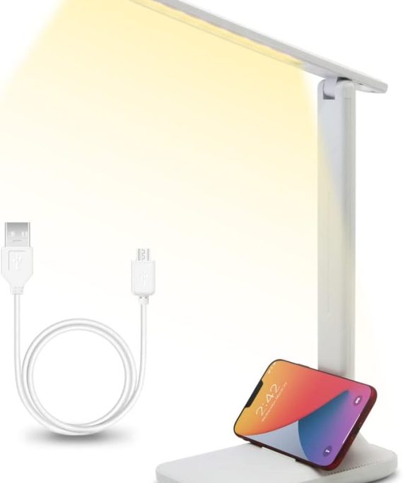 LED desk lamp, adjustable three-color light source table lamp, desk lamps for home office, adjustable support arm desk light for bedroom table, office table, study desktop