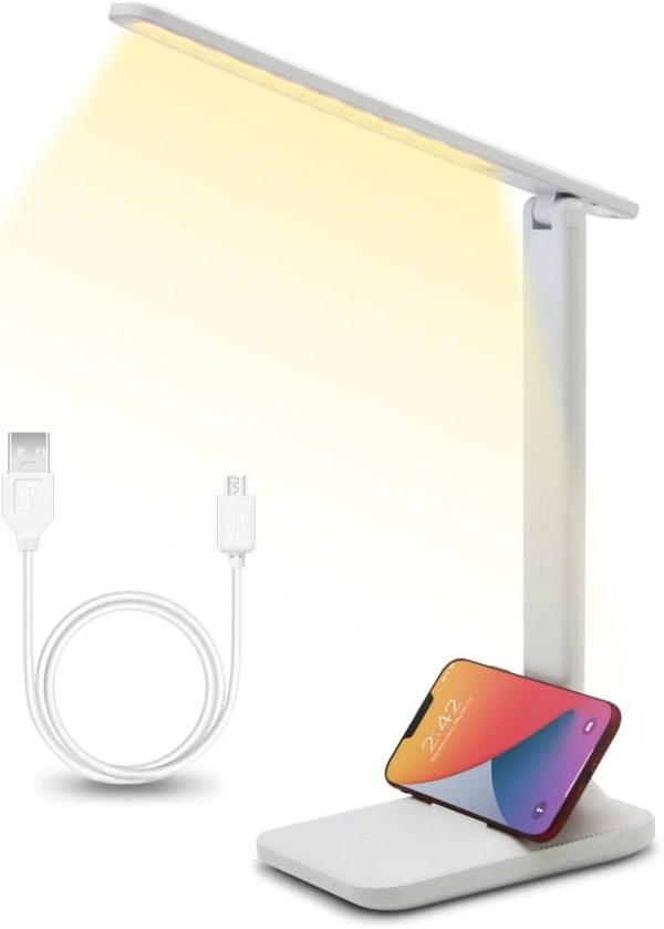 LED desk lamp, adjustable three-color light source table lamp, desk lamps for home office, adjustable support arm desk light for bedroom table, office table, study desktop