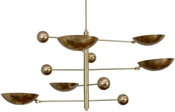 Generic 5 Light Pendant Mid Century Modern Raw Brass Sputnik Chandelier Light Fixture Ceiling Lamp Pendent