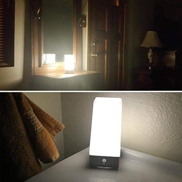 3 Modes Battery Powered Small Table Lamp,Bedside Lamp Wireless PIR Motion Sensor LED Night Light,USE 3x1.5VAAA Battery,Sensitive Portable Moving Lamp for Kids Room,Hallway,Bedroom