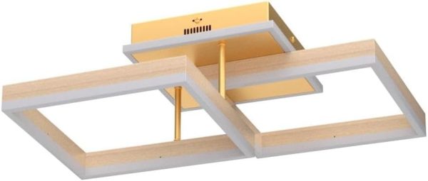 Modern Led Golden Flush Mount Ceiling Light,2-Layer Square Acrylic 4000K-6000K Dimmable LED Flush Ceiling Lighting with Remote 68W for Living Dining Room Bedroom Kitchen Hall