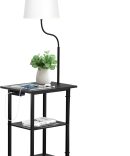 Floor lamp with end Table, 3CCT LED Floor lamp with Shelves, 2 USB Charge Port and 1 Drawer lamp for Living Room - Black