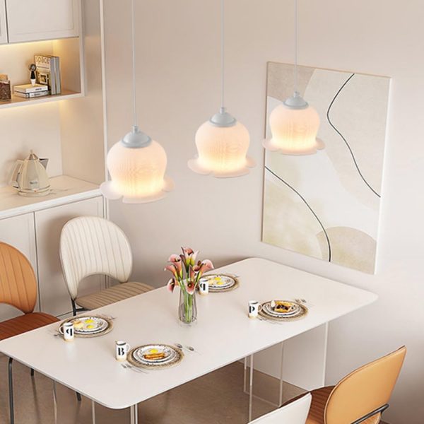 Modern Pendant Lighting White Chandelier Nordic Hanging Lamp for Kitchen Island, Hanging Light Fixture In Flower-shape Dining Room Chandelier Restaurant Ceiling Lamps Star of Light