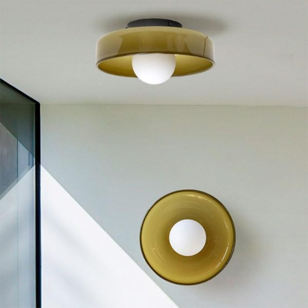 Mid Century Cream Ceiling Light Nordic Glass Ceiling Lamps And Wall Lamp Semi Flush Mount Ceiling Light With Glass Lampshade Home Decor Wall Mount Lamp Ceiling Light Fixtures For Bedroom Hallw