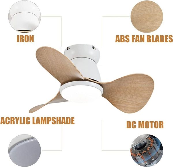 Ceiling Fan with Light and Remote Control??6 Speed Ceiling Lamp with Fan for Bedroom Living Room??LED 3 Colors Dimmable Chandelier with Reversible DC Fan [Energy Efficiency Class A ++]