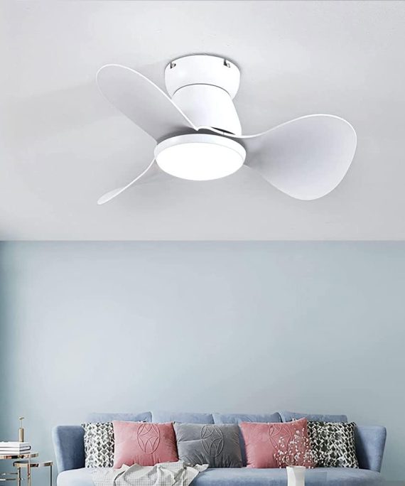Ceiling Fan with Light and Remote Control??6 Speed Ceiling Lamp with Fan for Bedroom Living Room??LED 3 Colors Dimmable Chandelier with Reversible DC Fan [Energy Efficiency Class A ++]