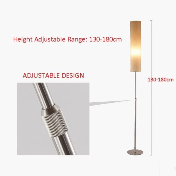 Floor Light Standing Lamp Floor Light Stainless Steel Living Room Bedroom Floor Lamp, Cylindrical Height Adjustable Bar Cafe Standing Lamp Floor Lamp Standing Light