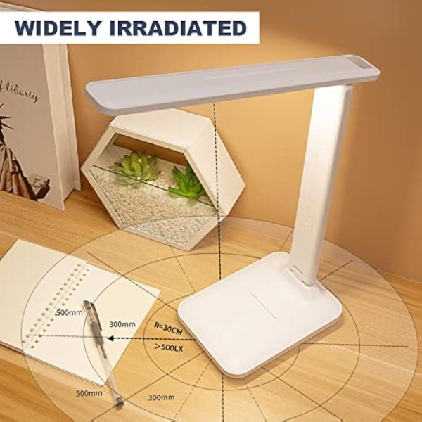 LED desk lamp, adjustable three-color light source table lamp, desk lamps for home office, adjustable support arm desk light for bedroom table, office table, study desktop