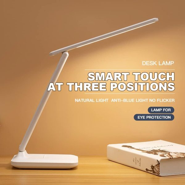 LED desk lamp, adjustable three-color light source table lamp, desk lamps for home office, adjustable support arm desk light for bedroom table, office table, study desktop