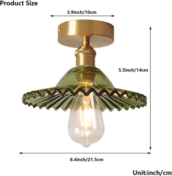 Flush Mount Ceiling Light Glass Shade Close to Ceiling Lights Fixtures Personality Modern Semi Flush Ceiling Lamps for Bedrooms, Kitchen, Living Room, Entryway,Hallway (Green)