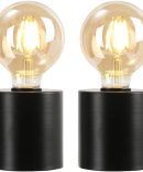 Set of 2 Black Table Lamp Battery Powered 18cm Tall Cordless Lamp Light with Edison Style Bulb Battery Operated Great for Living Room Bedroom Weddings Parties Patio Events Indoors Outdoors