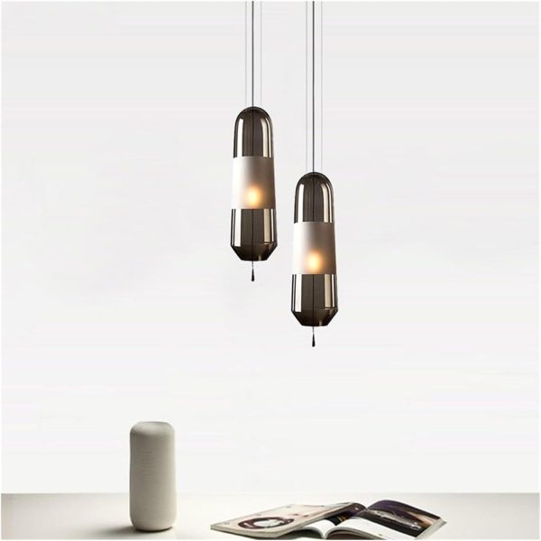 Chandelier Glass Pendant Light Island Lighting Fixture Ceiling Hanging Lamp,Dining Table Bedroom Bedside Suspended Lights Indoor Mini Chandelier,E14 Socket(Color:Gray)