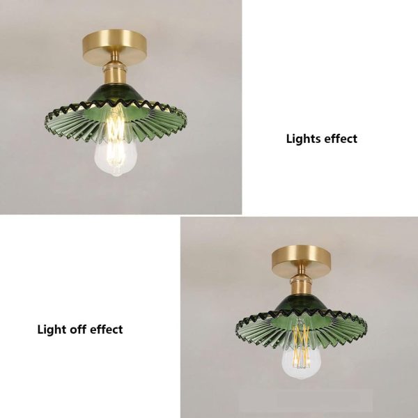 Flush Mount Ceiling Light Glass Shade Close to Ceiling Lights Fixtures Personality Modern Semi Flush Ceiling Lamps for Bedrooms, Kitchen, Living Room, Entryway,Hallway (Green)