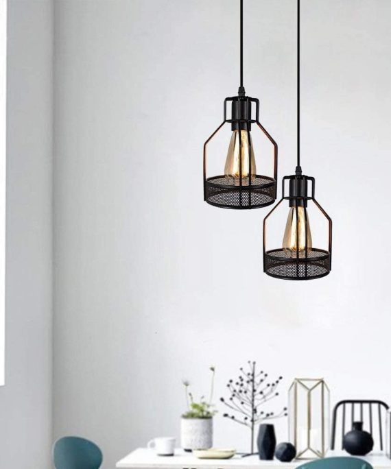 Stylish Ceiling Wall Pendant Light Magical Lights Chandelier Lamp Retro Chandelier 3 Lights Industrial Style Nest Cage Lighting E27 Kitchen Living Room Dining Bedroom, Black, Beautif Modern Vintage Li