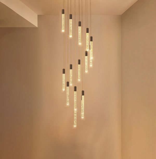 LED Lights Chandeliers for Living Room Chandelier Modern Pendant Stairwell lamparas Entryway Foyer Dimmale Lighting Black Chandelier