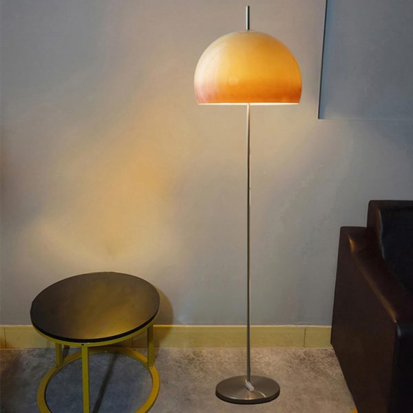 Mushroom Floor Lamps Glass Tall Standing Lamp Mushroom Lamp Mid Century Modern Floor Lamp Living Room Chrome Floor lamp with Orange Dome Glass Shade Home Decor Floor Lamp Bedroom