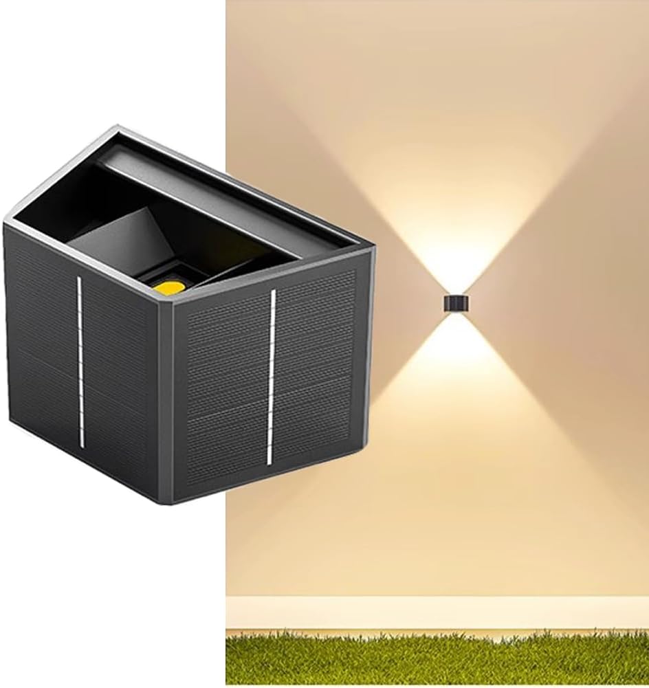 Solar Lights Decorative Up Down Outdoor Wall Sconce Light Flood Lights Dusk to Dawn Outdoor Lighting Fixture Bright Deck Lights Outdoor Waterproof Fence Solar Lamp for Post Patio Yard Porch