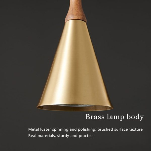 Luxury All-Copper Pendant Lamp?? Bedroom Bedside Small Chandelier, Creative And Simple Nordic Walnut Brass Pendant Light?? Restaurant Kitchen Island Ceiling Hanging Lamp (Color : B)