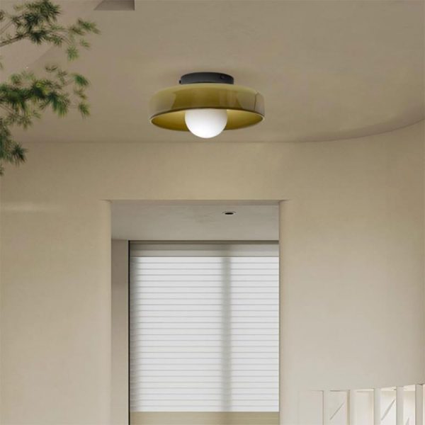 Mid Century Cream Ceiling Light Nordic Glass Ceiling Lamps And Wall Lamp Semi Flush Mount Ceiling Light With Glass Lampshade Home Decor Wall Mount Lamp Ceiling Light Fixtures For Bedroom Hallw