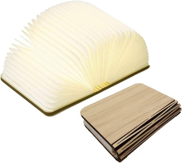 Portable Wooden Desk Book Lamp 5 Colors Night Light Bluetooth Speaker USB Rechargeable Creative Gift (19 * 13 * 2.5, Black Walnut)