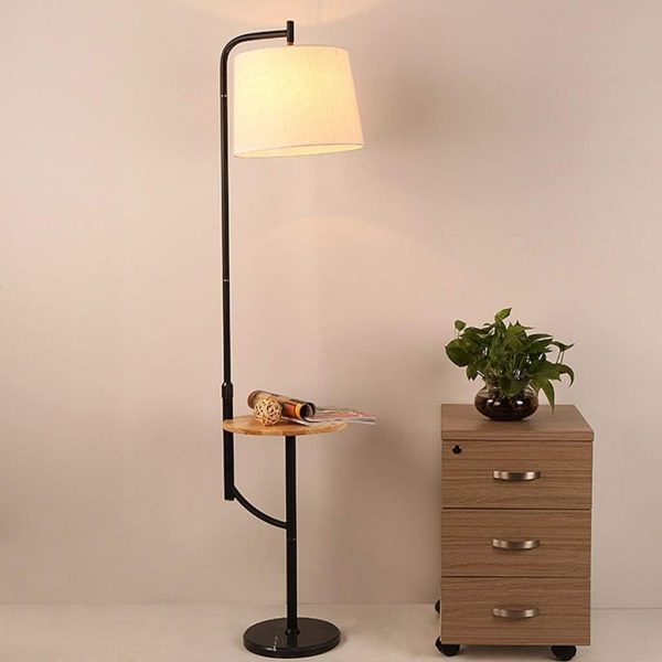 Floor Lamp, Wood Shelf Standing Lamp Decoration Bedroom Bedside Study Table Lamp E27 (Color : A) little surprise