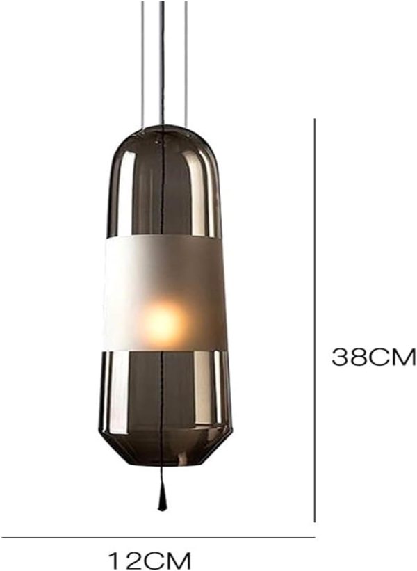 Chandelier Glass Pendant Light Island Lighting Fixture Ceiling Hanging Lamp,Dining Table Bedroom Bedside Suspended Lights Indoor Mini Chandelier,E14 Socket(Color:Gray)