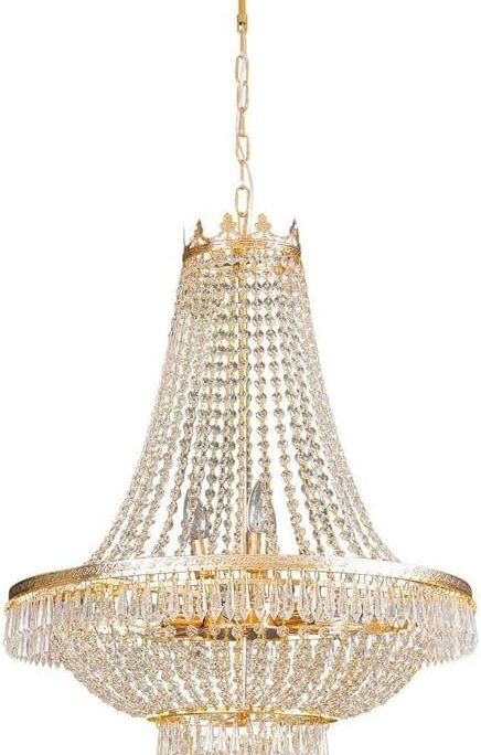 Crystal Chandelier??Recessed Ceiling Lamp for Foyer Entrance Hall Living Room Dining Room Bedroom Hallway L 24'' X H 30'' ??French Empire Chandelier(Color : Gold)
