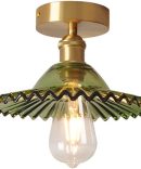 Flush Mount Ceiling Light Glass Shade Close to Ceiling Lights Fixtures Personality Modern Semi Flush Ceiling Lamps for Bedrooms, Kitchen, Living Room, Entryway,Hallway (Green)
