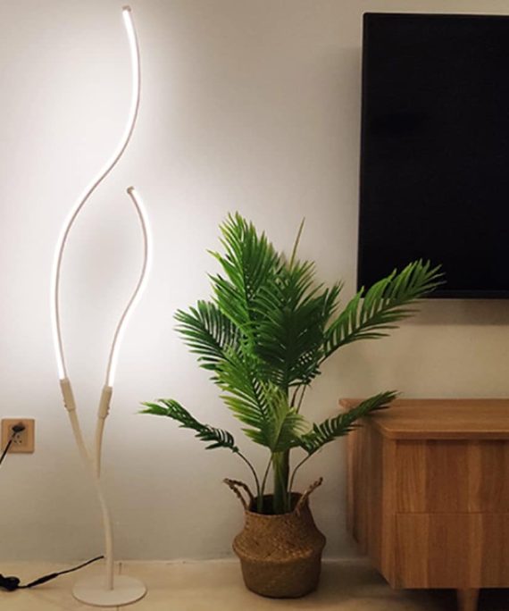 LED Floor Lamp Dimmable with Remote Control Modern Standing Lamp Indoor Minimalist Spiral Lamp for Living Room, Bedroom, Office Lighting (White)