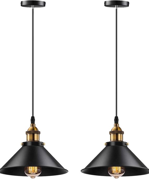 2-Lights Battery Operated Rustic Industrial Kitchen Island Pendant Light fixtures with Remote Control,Kitchen Island Chandelier with Rechargeable Bulbs.(with Bulbs+Remote Control+Charging Cable)