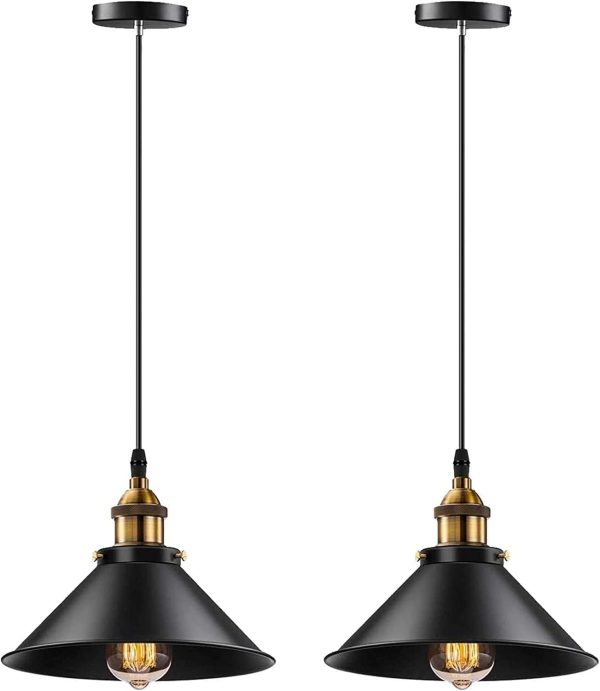 2-Lights Battery Operated Rustic Industrial Kitchen Island Pendant Light fixtures with Remote Control,Kitchen Island Chandelier with Rechargeable Bulbs.(with Bulbs+Remote Control+Charging Cable)