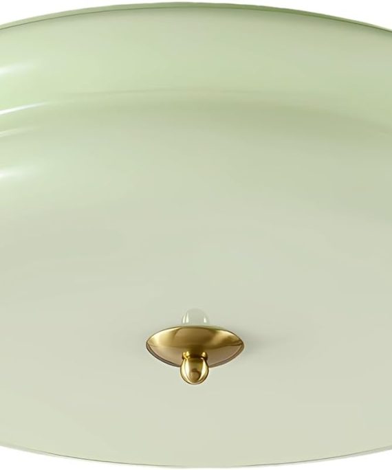 Lighting Mid Century Modern LED Flush Mount Ceiling Light Mint Green Glass Hallway Ceiling Light Nordic Vintage Round Semi Flush Ceiling Light Fixture for Bathroom Porch, C1077-G