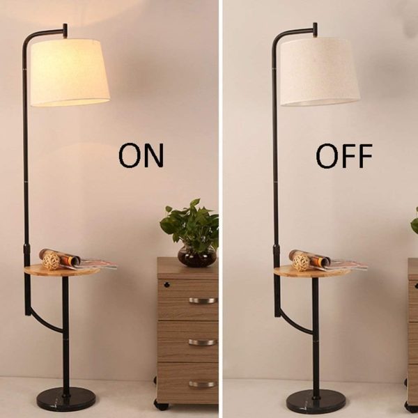 Floor Lamp, Wood Shelf Standing Lamp Decoration Bedroom Bedside Study Table Lamp E27 (Color : A) little surprise