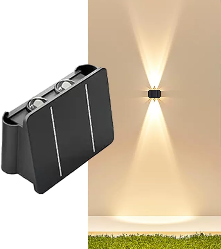 Solar Lights Decorative Up Down Outdoor Wall Sconce Light Flood Lights Dusk to Dawn Outdoor Lighting Fixture Bright Deck Lights Outdoor Waterproof Fence Solar Lamp for Post Patio Yard Porch