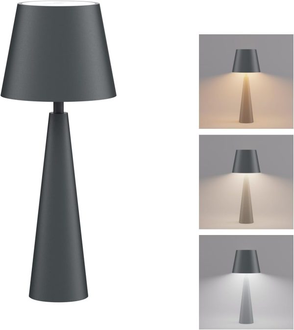 Modern LED Cordless Table Lamp with Touch Sensor, IP54 Waterproof Table Light for Outdoor, White Portable LED Table Lamps, Dimmable 5500mAh Rechargeable Battery Bedside lamp White 2 Pack