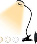 48 LED USB Desk Lamp with Clamp 3 Color 10 Dimming Level, Clip Light Eye Protection Reading Lights, USB Laptop Light for Zoom Meetings, Computer Webcam, Video Conference